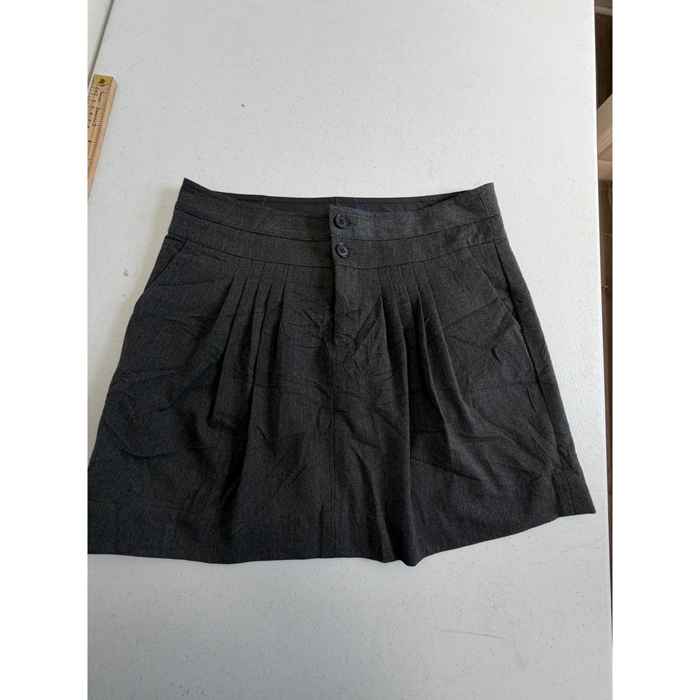 Gap Womens Charcoal Gray Pleated Stretch Mini Skirt Size 6 Career Casual 6383